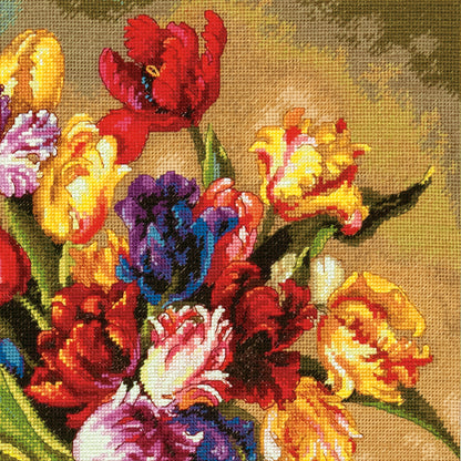 Dimensions Gold Collection Parrot Tulips Counted Cross Stitch Kit, 12" x 15"