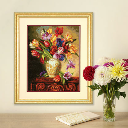 Dimensions Gold Collection Parrot Tulips Counted Cross Stitch Kit, 12" x 15"