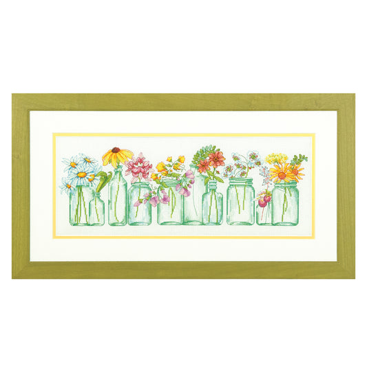 Dimensions Mason Jar Lineup Counted Cross Stitch Kit, 18" x 7"