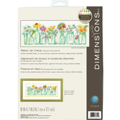 Dimensions Mason Jar Lineup Counted Cross Stitch Kit, 18" x 7"