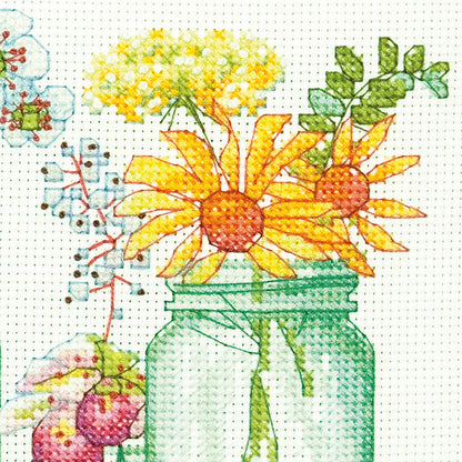 Dimensions Mason Jar Lineup Counted Cross Stitch Kit, 18" x 7"