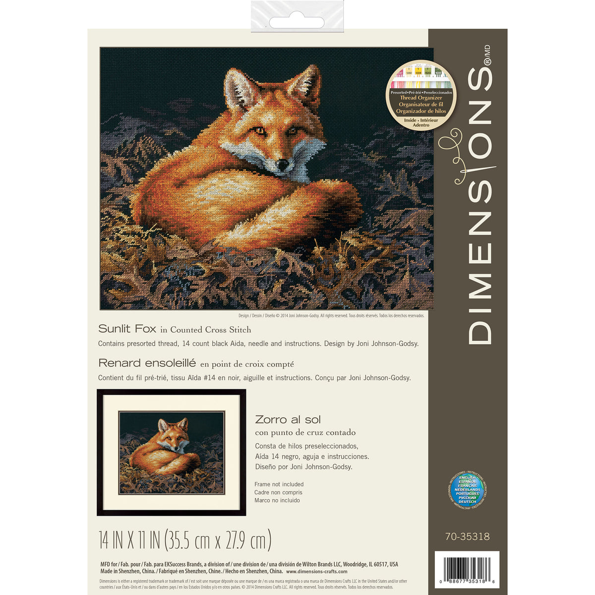 Dimensions Sunlit Fox Counted Cross Stitch Kit, 14" x 11"
