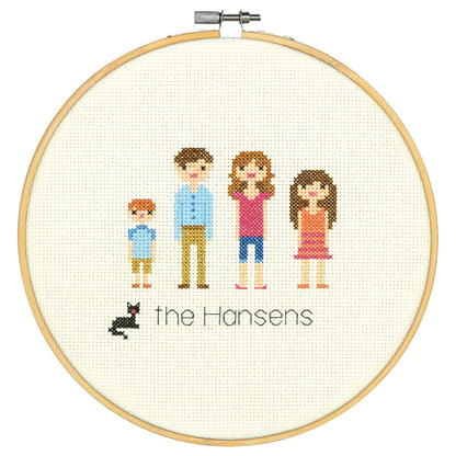 Dimensions All in the Family Counted Cross Stitch Kit, 8" diameter