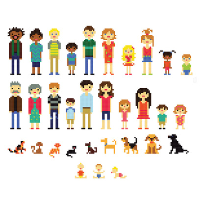 Dimensions All in the Family Counted Cross Stitch Kit, 8" diameter