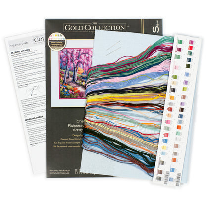Dimensions Gold Collection Cherry Blossom Creek Counted Cross Stitch Kit, 15" x 10"