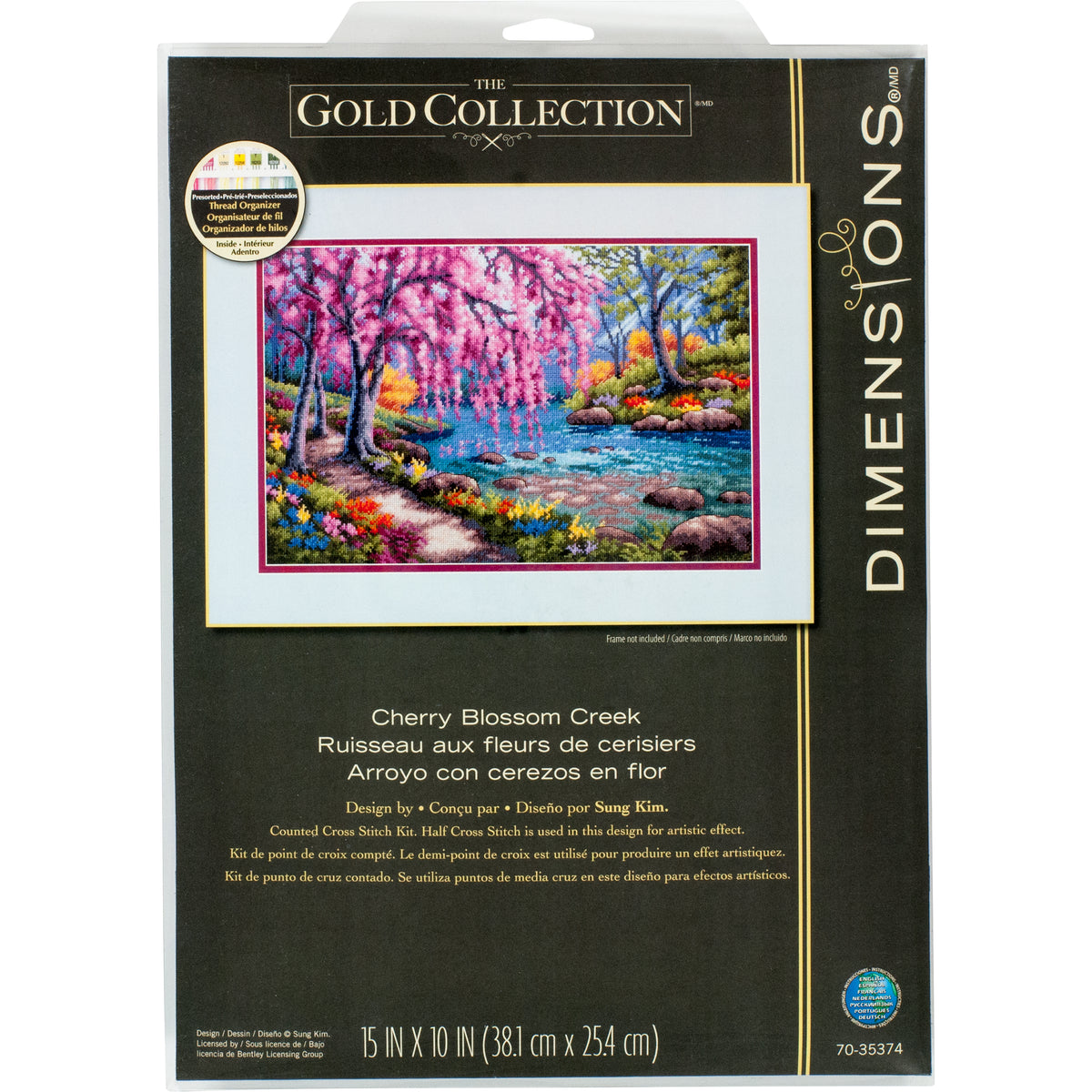 Dimensions Gold Collection Cherry Blossom Creek Counted Cross Stitch Kit, 15" x 10"