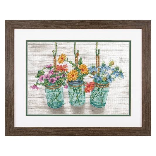 Dimensions Flowering Jars Counted Cross Stitch Kit, 14" x 10"