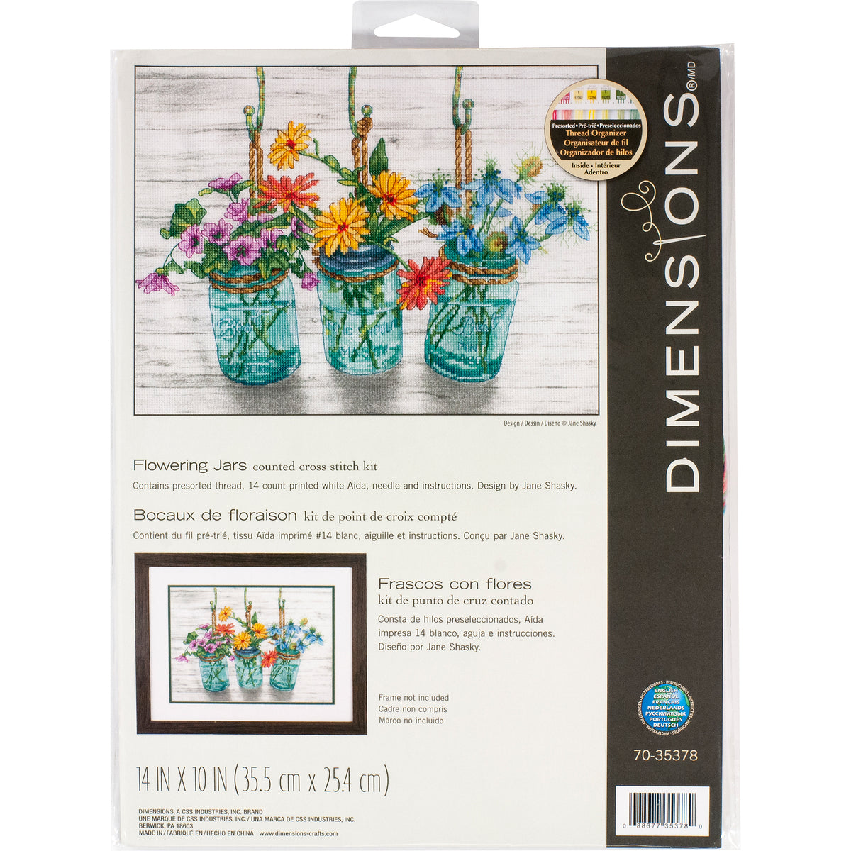 Dimensions Flowering Jars Counted Cross Stitch Kit, 14" x 10"