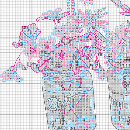 Dimensions Flowering Jars Counted Cross Stitch Kit, 14" x 10"