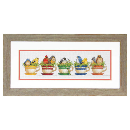 Dimensions Teacup Birds Counted Cross Stitch Kit, 19" x 6"