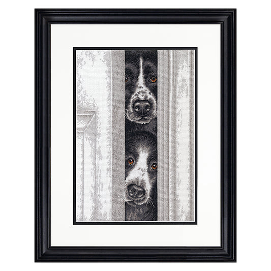 Dimensions Peeking Pups Counted Cross Stitch Kit, 10" x 14"