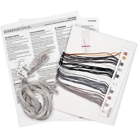 Dimensions Peeking Pups Counted Cross Stitch Kit, 10" x 14"