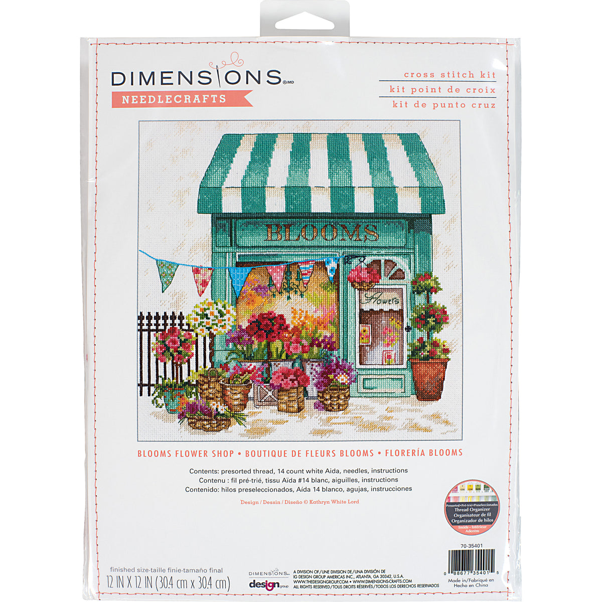 Dimensions Blooms Flower Shop Counted Cross Stitch Kit, 12" x 12"