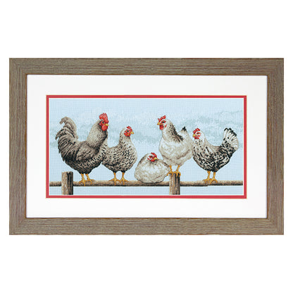 Dimensions Black & White Hens Counted Cross Stitch Kit, 16" x 8"