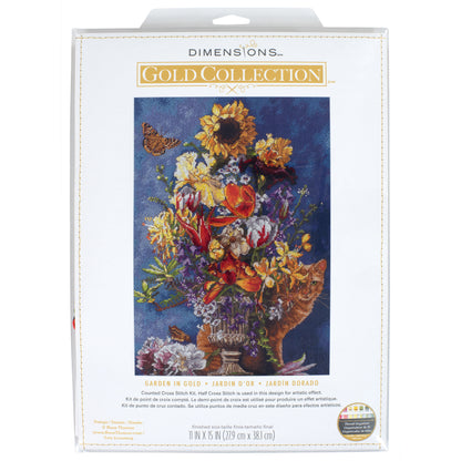 Dimensions Gold Collection Garden in Gold Counted Cross Stitch Kit, 11" x 15"