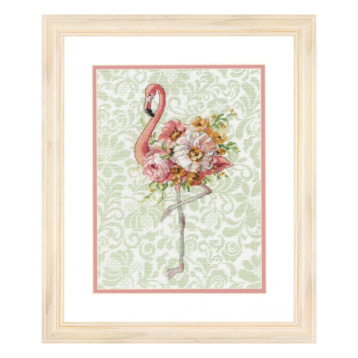 Dimensions Floral Flamingo Counted Cross Stitch Kit, 9" x 12"
