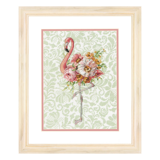 Dimensions Floral Flamingo Counted Cross Stitch Kit, 9" x 12"