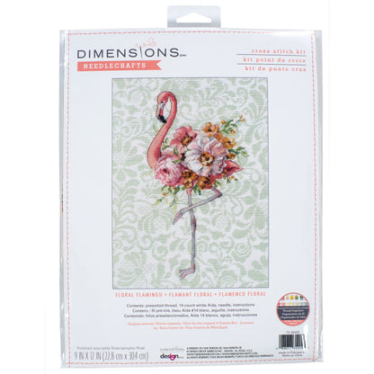 Dimensions Floral Flamingo Counted Cross Stitch Kit, 9" x 12"