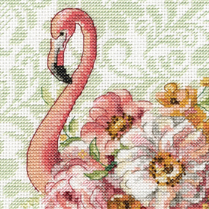 Dimensions Floral Flamingo Counted Cross Stitch Kit, 9" x 12"