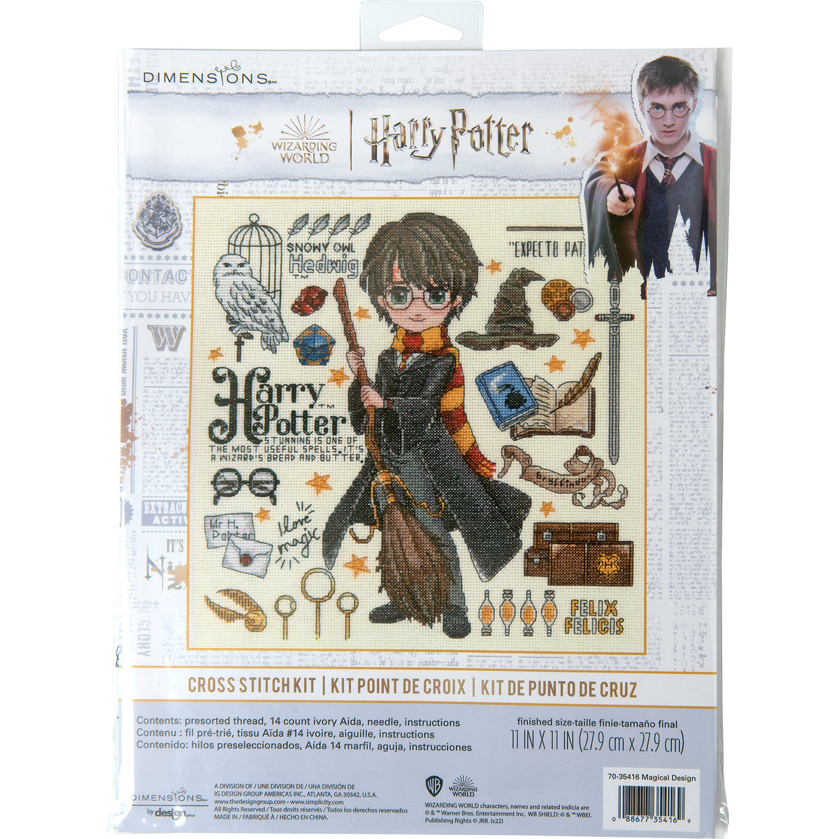 Harry Potter Magical Design Counted Cross Stitch Kit from Dimensions, 11" x 11"