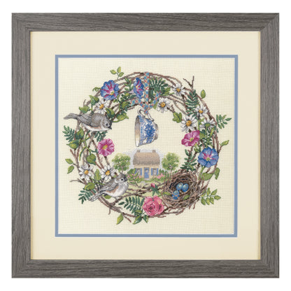 Dimensions Gold Collection Cottage Wreath Counted Cross Stitch Kit, 12" x 12"