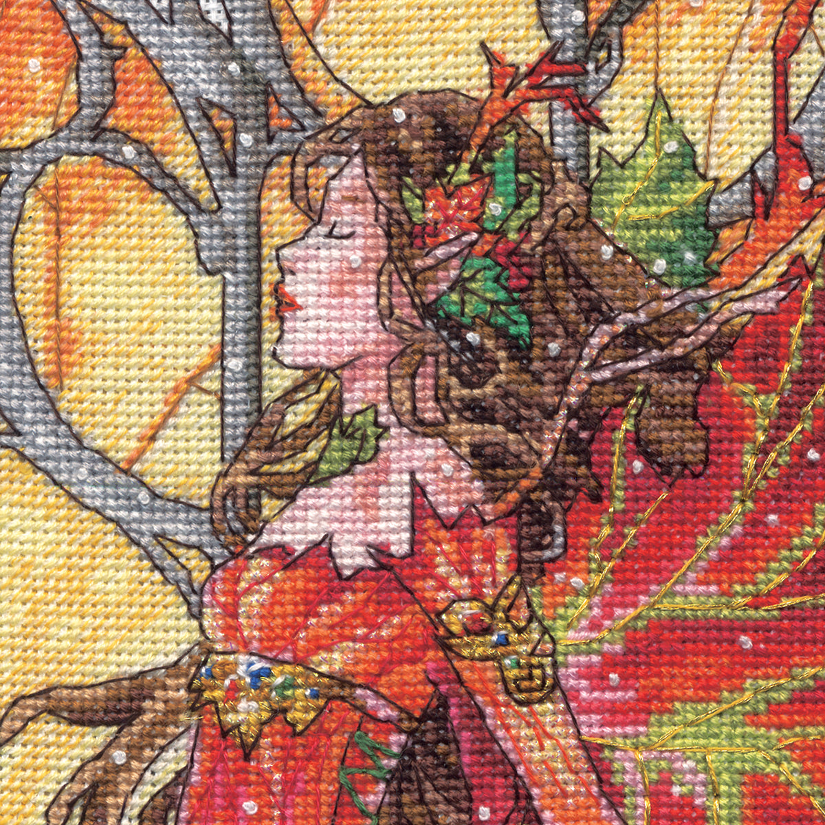 Dimensions Gold Collection Dancing Fall Fairy Counted Cross Stitch Kit, 10" x 17"