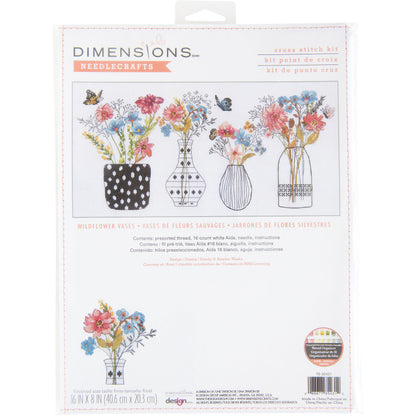 Dimensions Wildflower Vases Counted Cross Stitch Kit, 16" x 8"