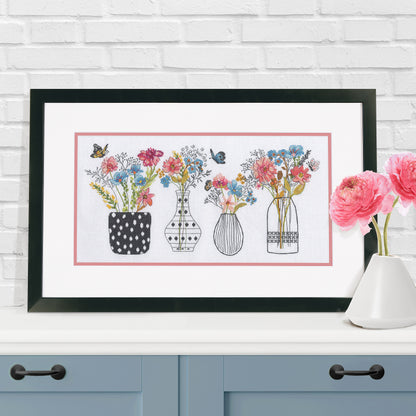 Dimensions Wildflower Vases Counted Cross Stitch Kit, 16" x 8"