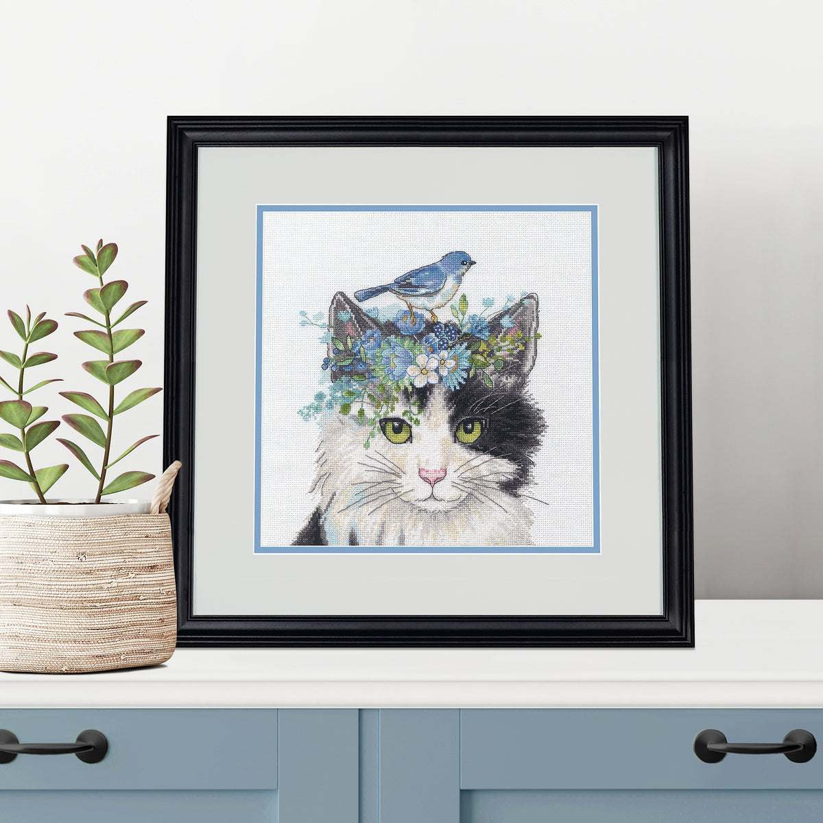 Dimensions Floral Crown Cat Counted Cross Stitch Kit, 11" x 11"