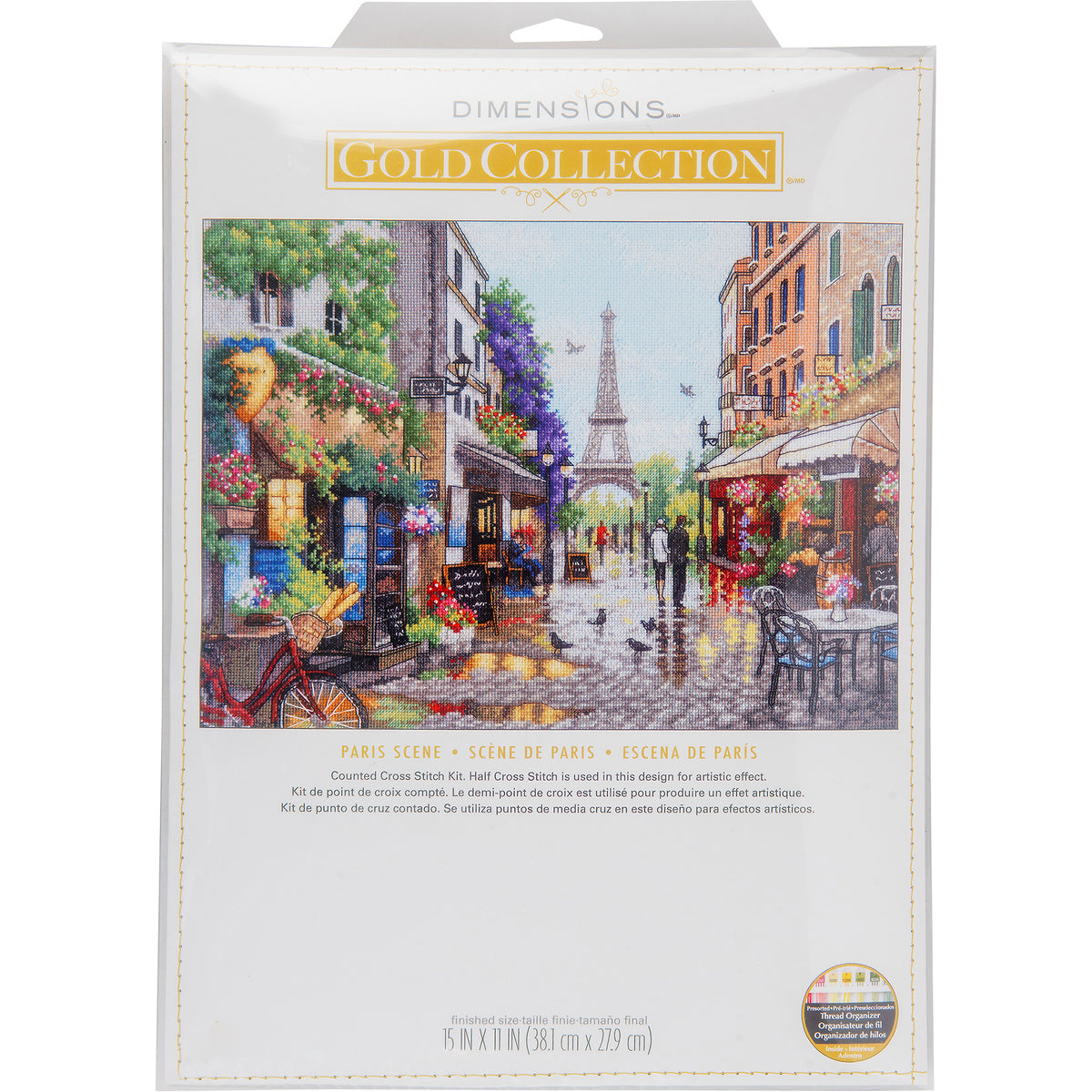 Dimensions Gold Collection Paris Scene Counted Cross Stitch Kit, 15" x 11"