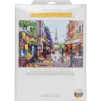 Dimensions Gold Collection Paris Scene Counted Cross Stitch Kit, 15" x 11"