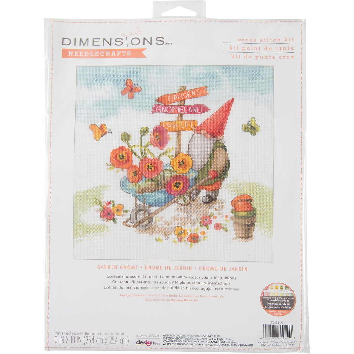 Dimensions Garden Gnome Counted Cross Stitch Kit, 10" x 10"