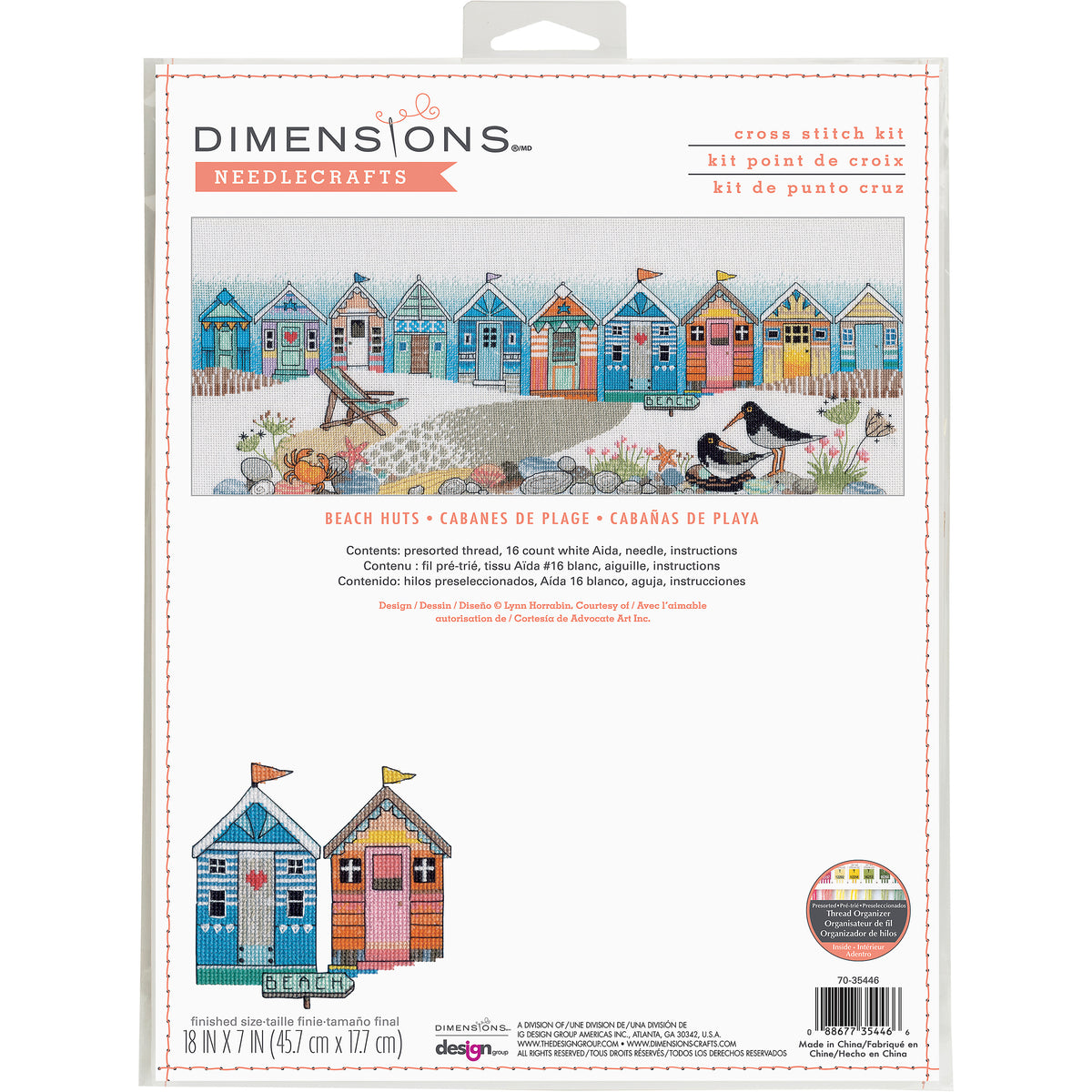 Dimensions Beach Huts Counted Cross Stitch Kit, 18" x 7"