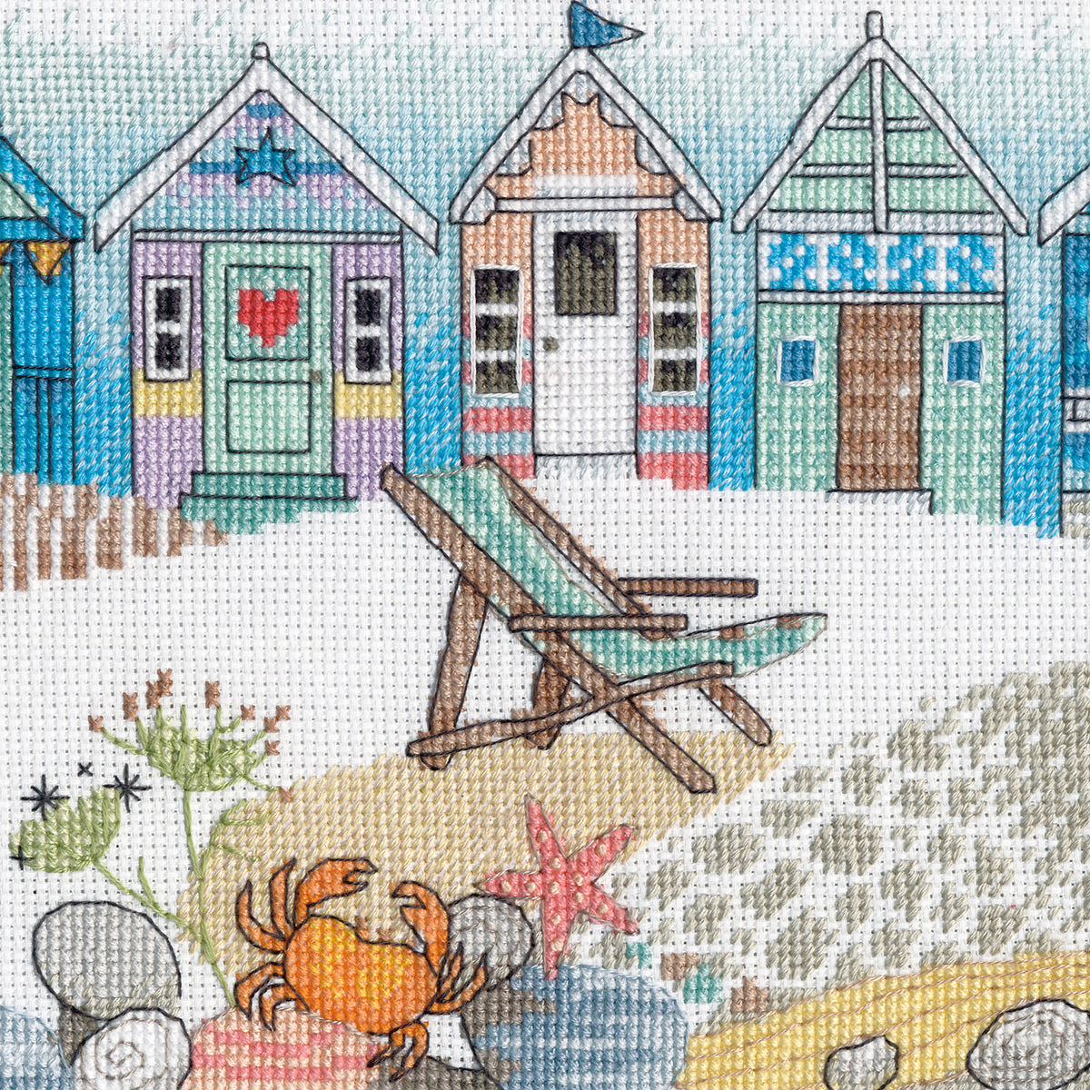 Dimensions Beach Huts Counted Cross Stitch Kit, 18" x 7"