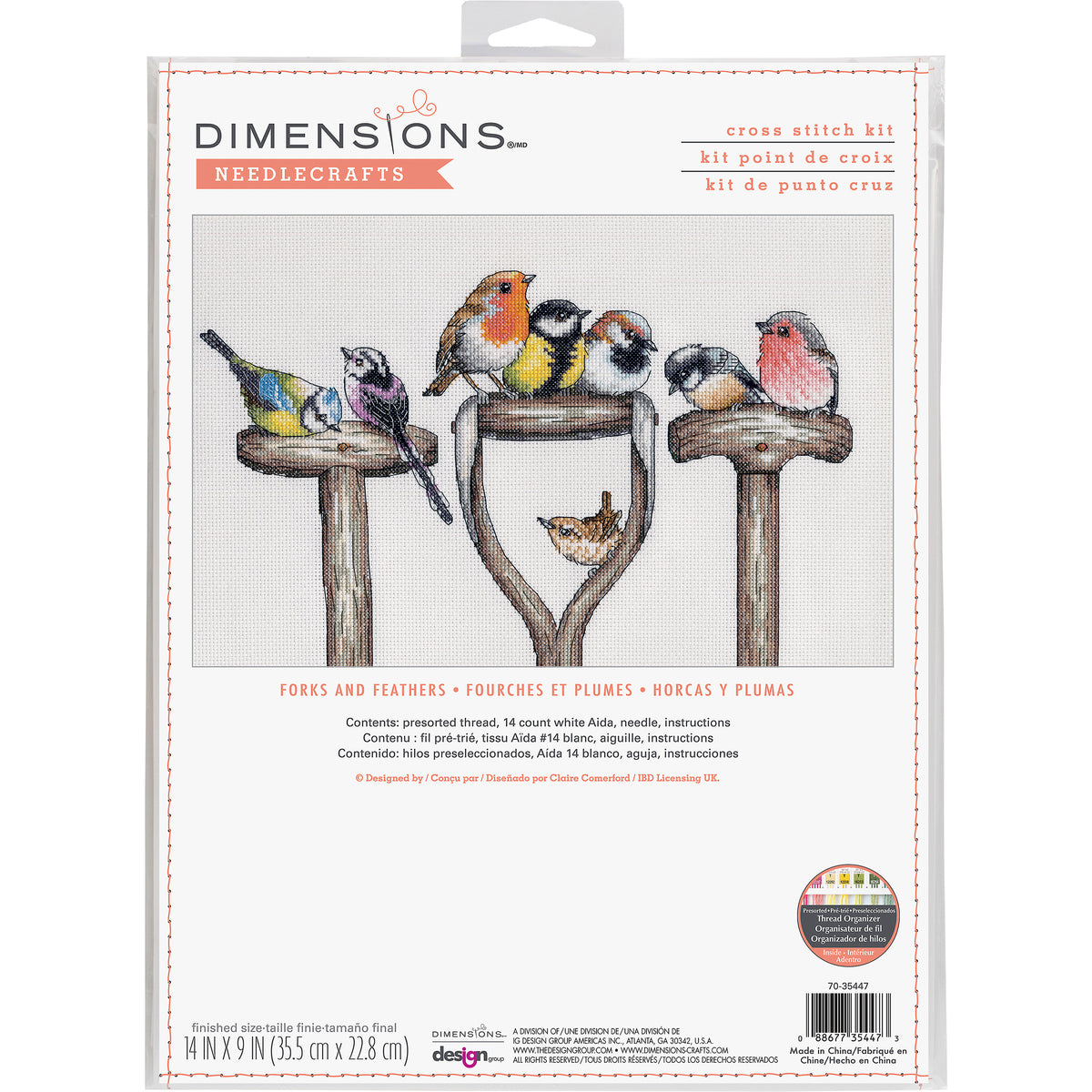 Dimensions Forks & Feathers Counted Cross Stitch Kit, 14" x 9"
