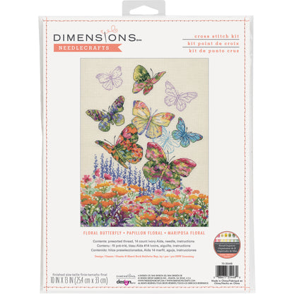 Dimensions Floral Butterfly Counted Cross Stitch Kit, 10" x 13"