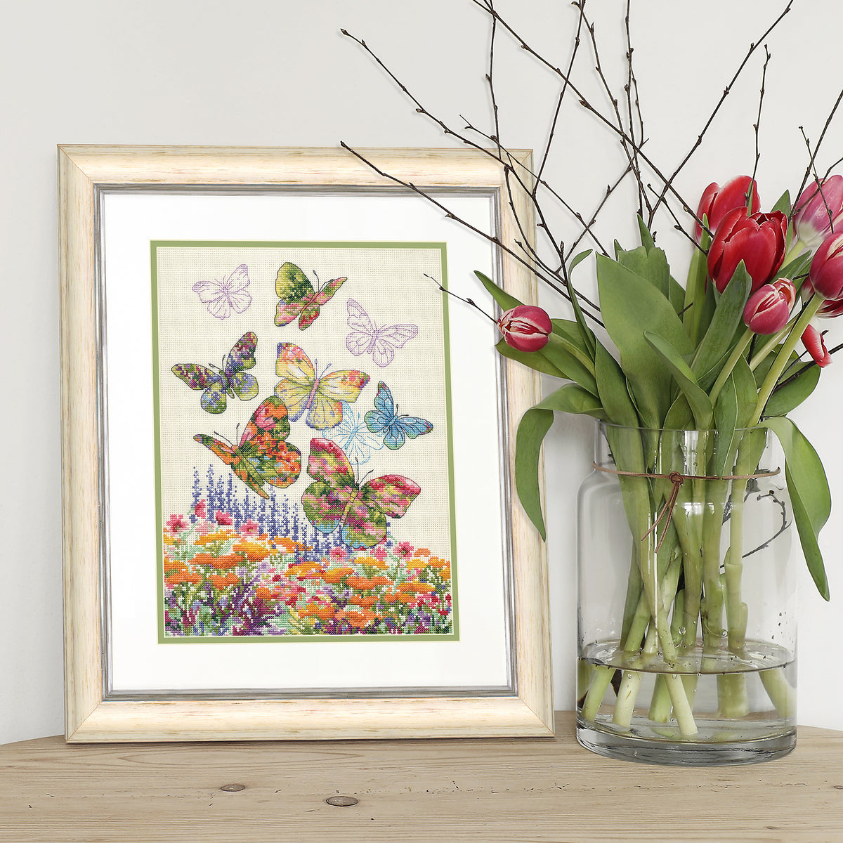 Dimensions Floral Butterfly Counted Cross Stitch Kit, 10" x 13"
