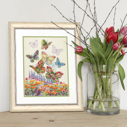 Dimensions Floral Butterfly Counted Cross Stitch Kit, 10" x 13"