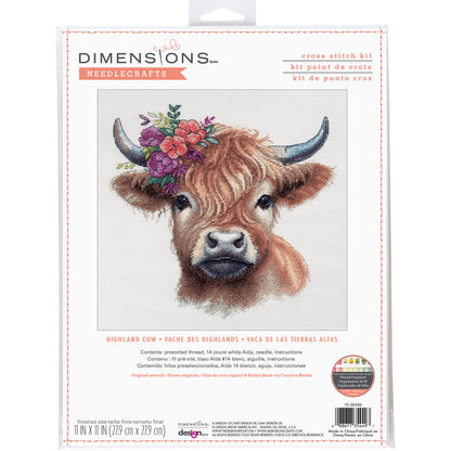 Dimensions Highland Cow Counted Cross Stitch Kit, 11" x 11"