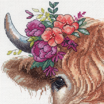 Dimensions Highland Cow Counted Cross Stitch Kit, 11" x 11"