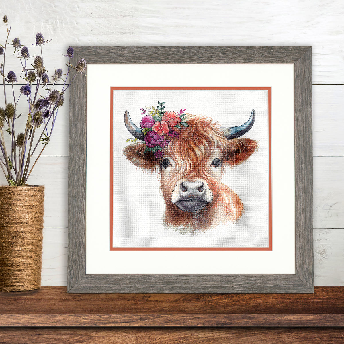 Dimensions Highland Cow Counted Cross Stitch Kit, 11" x 11"