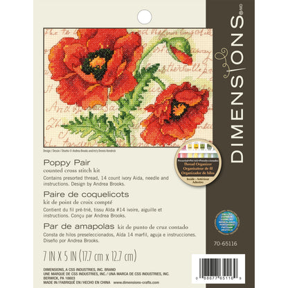 Dimensions Poppy Pair Counted Cross Stitch Kit, 7" x 5"