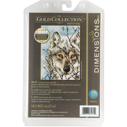 Dimensions Gold Collection Petite Wolf Counted Cross Stitch Kit, 5" x 7"