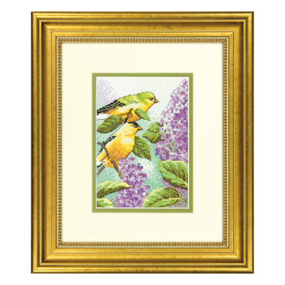 Dimensions Goldfinch and Lilacs Counted Cross Stitch Kit, 5" x 7"