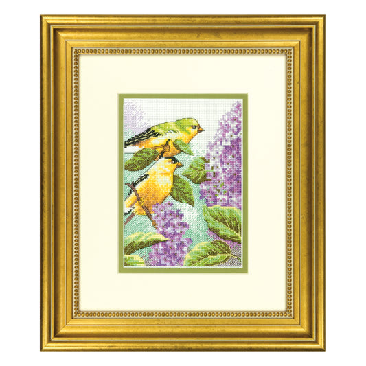 Dimensions Goldfinch and Lilacs Counted Cross Stitch Kit, 5" x 7"