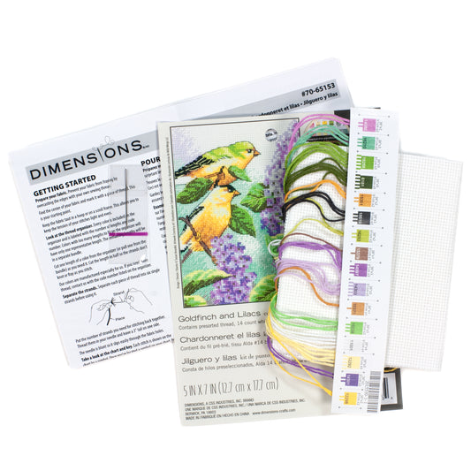 Dimensions Goldfinch and Lilacs Counted Cross Stitch Kit, 5" x 7"
