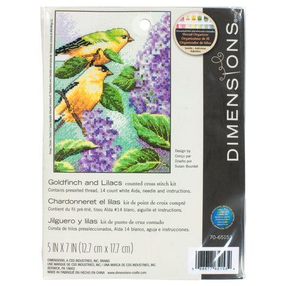 Dimensions Goldfinch and Lilacs Counted Cross Stitch Kit, 5" x 7"