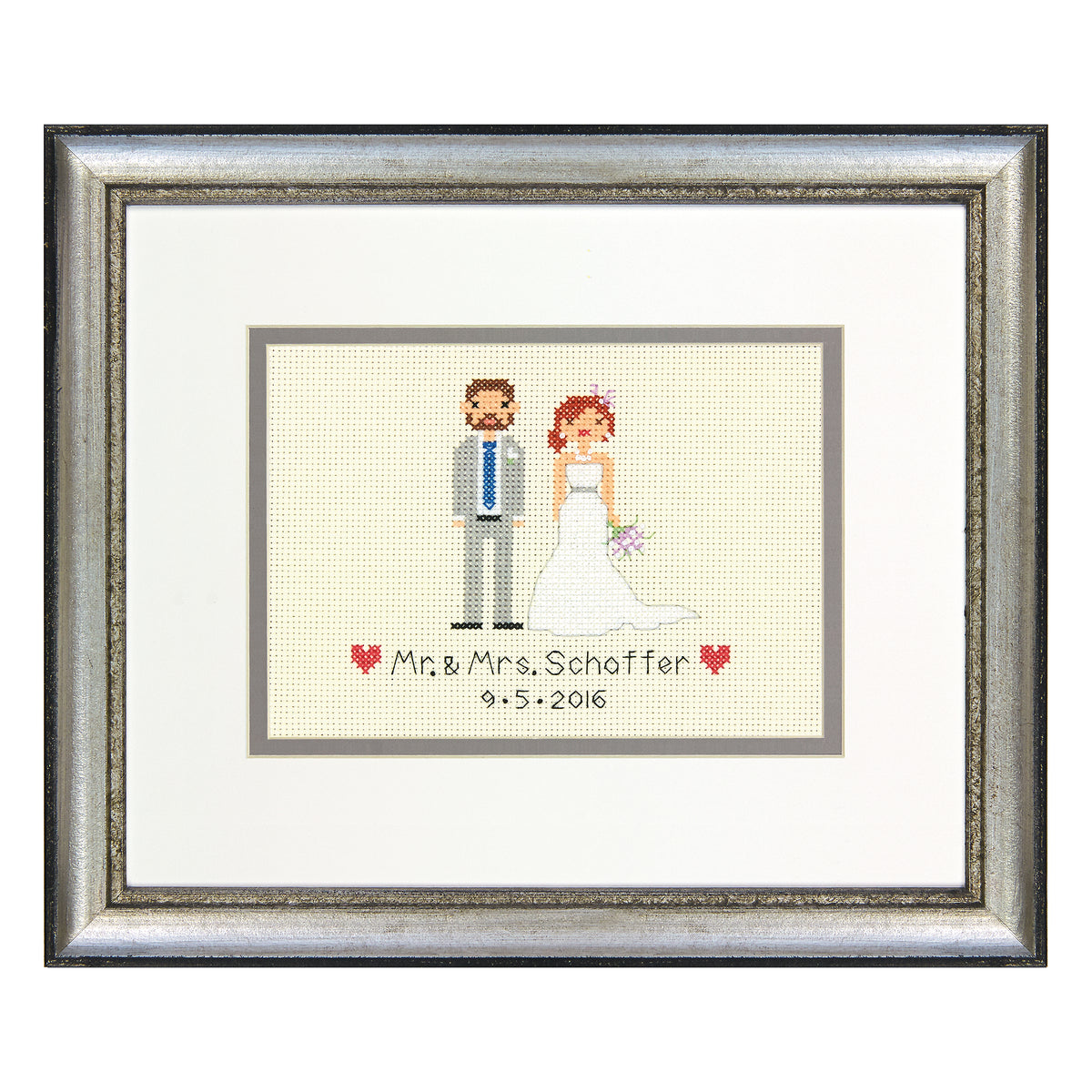 Dimensions Bride & Groom Wedding Record Counted Cross Stitch Kit, 7" x 5"