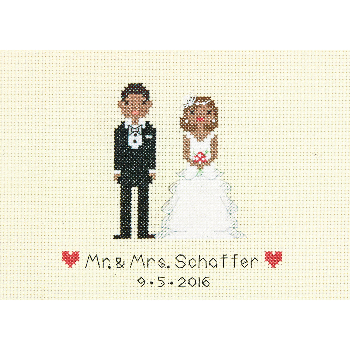 Dimensions Bride & Groom Wedding Record Counted Cross Stitch Kit, 7" x 5"