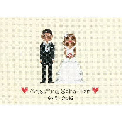Dimensions Bride & Groom Wedding Record Counted Cross Stitch Kit, 7" x 5"